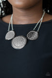 Gladiator Glam - Black/Silver Necklace - Paparazzi Accessories Necklace Bedazzle Me Pretty Mobile Fashion Boutique