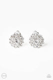 Glammed Out - White Clip-On Earrings - Paparazzi Accessories Clip-On Earrings Bedazzle Me Pretty Mobile Fashion Boutique
