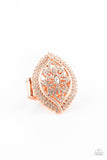 Glammed Up Gardens - Copper Ring - Paparazzi Accessories Ring Bedazzle Me Pretty Mobile Fashion Boutique
