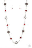 Glammed Up Goals - Red Necklace - Paparazzi Accessories Necklace Bedazzle Me Pretty Mobile Fashion Boutique