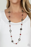 Glammed Up Goals - Red Necklace - Paparazzi Accessories Necklace Bedazzle Me Pretty Mobile Fashion Boutique