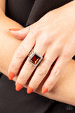 Glamorously Glitzy - Brown Ring - Paparazzi Accessories Ring Bedazzle Me Pretty Mobile Fashion Boutique