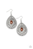 Glamour Grandeur - Brown Earrings - Paparazzi Accessories Earrings Bedazzle Me Pretty Mobile Fashion Boutique