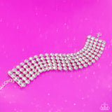 GLASSY Gallery - White Bracelet - Paparazzi Accessories Bracelet Bedazzle Me Pretty Mobile Fashion Boutique