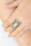 GLEAM Big - Yellow Ring - Paparazzi Accessories Ring Bedazzle Me Pretty Mobile Fashion Boutique