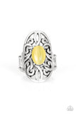 GLEAM Big - Yellow Ring - Paparazzi Accessories Ring Bedazzle Me Pretty Mobile Fashion Boutique