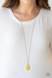 Gleaming Gardens - Yellow Necklace - Paparazzi Accessories Necklace Bedazzle Me Pretty Mobile Fashion Boutique
