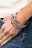 Gliding Gleam - Silver Bracelet - Paparazzi Accessories Bracelet Bedazzle Me Pretty Mobile Fashion Boutique