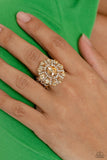 GLIMMER and Spice - Gold Ring - Paparazzi Accessories Ring Bedazzle Me Pretty Mobile Fashion Boutique