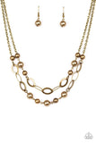 GLIMMER Takes All - Brass Necklace - Paparazzi Accessories Necklace Bedazzle Me Pretty Mobile Fashion Boutique