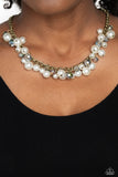 Glinting Goddess - Brass Necklace - Paparazzi Accessories Necklace Bedazzle Me Pretty Mobile Fashion Boutique