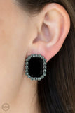 Glitter Enthusiast - Black Clip-On Earrings - Paparazzi Accessories Clip-On Earrings Bedazzle Me Pretty Mobile Fashion Boutique