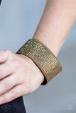 Glitter Gossip - Brass Bracelet - Paparazzi Accessories Bracelet Bedazzle Me Pretty Mobile Fashion Boutique