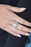 Glittering Go-Getter - White Ring - Paparazzi Accessories Ring Bedazzle Me Pretty Mobile Fashion Boutique
