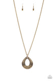 Glitz and Grind - Brass Necklace - Paparazzi Accessories Necklace Bedazzle Me Pretty Mobile Fashion Boutique
