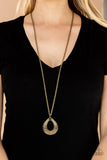 Glitz and Grind - Brass Necklace - Paparazzi Accessories Necklace Bedazzle Me Pretty Mobile Fashion Boutique