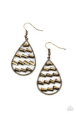 Glitzy Grit - Brass Earrings - Paparazzi Accessories Earrings Bedazzle Me Pretty Mobile Fashion Boutique