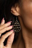 Glitzy Grit - Brass Earrings - Paparazzi Accessories Earrings Bedazzle Me Pretty Mobile Fashion Boutique