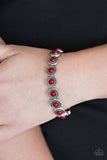 Globetrotter Goals - Red Bracelet - Paparazzi Accessories Bracelet Bedazzle Me Pretty Mobile Fashion Boutique