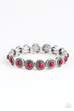 Globetrotter Goals - Red Bracelet - Paparazzi Accessories Bracelet Bedazzle Me Pretty Mobile Fashion Boutique