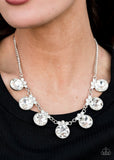 GLOW-Getter Glamour - White Necklace - Paparazzi Accessories Necklace Bedazzle Me Pretty Mobile Fashion Boutique