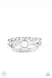 GLOW Me Away - White Ring - Paparazzi Accessories Ring Bedazzle Me Pretty Mobile Fashion Boutique