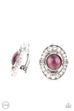 GLOW of Force - Purple Clip-On Earrings - Paparazzi Accessories Clip-On Earrings Bedazzle Me Pretty Mobile Fashion Boutique