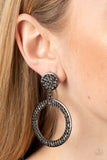 GLOW You Away - Black Post Earrings - Paparazzi Accessories Post Earrings Bedazzle Me Pretty Mobile Fashion Boutique