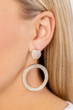 GLOW You Away - Gold Post Earrings - Paparazzi Accessories Post Earrings Bedazzle Me Pretty Mobile Fashion Boutique