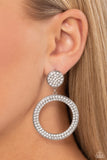 GLOW You Away - White Post Earrings - Paparazzi Accessories Post Earrings Bedazzle Me Pretty Mobile Fashion Boutique