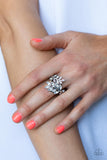 Glowing Gardenista - White Ring - Paparazzi Accessories Ring Bedazzle Me Pretty Mobile Fashion Boutique