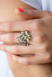 Glowing Gardenista - Yellow Ring - Paparazzi Accessories Ring Bedazzle Me Pretty Mobile Fashion Boutique