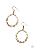 Glowing Grandeur - Brass Earrings - Paparazzi Accessories Earrings Bedazzle Me Pretty Mobile Fashion Boutique