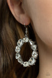 GLOWING in Circles - White Earring Earrings - Paparazzi Accessories Earrings Bedazzle Me Pretty Mobile Fashion Boutique