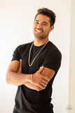 Go Down Fighting - Silver Mens Necklace - Paparazzi Accessories Mens Necklace Bedazzle Me Pretty Mobile Fashion Boutique