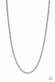 Go Down Fighting - Silver Mens Necklace - Paparazzi Accessories Mens Necklace Bedazzle Me Pretty Mobile Fashion Boutique