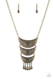 Go STEER-Crazy - Brass Necklace - Paparazzi Accessories Necklace Bedazzle Me Pretty Mobile Fashion Boutique