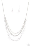 Goddess Getaway - White Necklace - Paparazzi Accessories Necklace Bedazzle Me Pretty Mobile Fashion Boutique