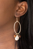 Golden Grotto - Brown Earrings - Paparazzi Accessories Earrings Bedazzle Me Pretty Mobile Fashion Boutique