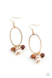 Golden Grotto - Brown Earrings - Paparazzi Accessories Earrings Bedazzle Me Pretty Mobile Fashion Boutique