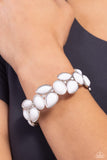 Gondola Groves - White Bracelet - Paparazzi Accessories Bracelet Bedazzle Me Pretty Mobile Fashion Boutique