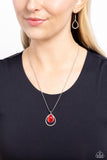 Gorgeously Glimmering - Red Necklace - Paparazzi Accessories Necklace Bedazzle Me Pretty Mobile Fashion Boutique