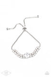 Gorgeously Glitzy - White Bracelet - Paparazzi Accessories Bracelet Bedazzle Me Pretty Mobile Fashion Boutique