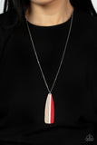 Grab a Paddle - Red Necklace - Paparazzi Accessories Necklace Bedazzle Me Pretty Mobile Fashion Boutique