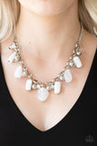 Grand Canyon Grotto - White Necklace - Paparazzi Accessories Necklace Bedazzle Me Pretty Mobile Fashion Boutique