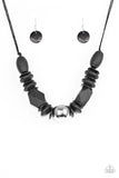 Grand Turks Getaway - Black Necklace - Paparazzi Accessories Necklace Bedazzle Me Pretty Mobile Fashion Boutique