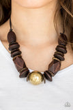 Grand Turks Getaway - Brass Necklace - Paparazzi Accessories Necklace Bedazzle Me Pretty Mobile Fashion Boutique