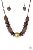Grand Turks Getaway - Brass Necklace - Paparazzi Accessories Necklace Bedazzle Me Pretty Mobile Fashion Boutique