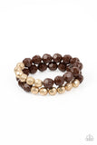 Grecian Glamour - Brown Bracelet - Paparazzi Accessories Bracelet Bedazzle Me Pretty Mobile Fashion Boutique