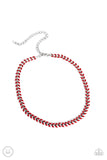 Grecian Grace - Red Necklace - Paparazzi Accessories Necklace Bedazzle Me Pretty Mobile Fashion Boutique